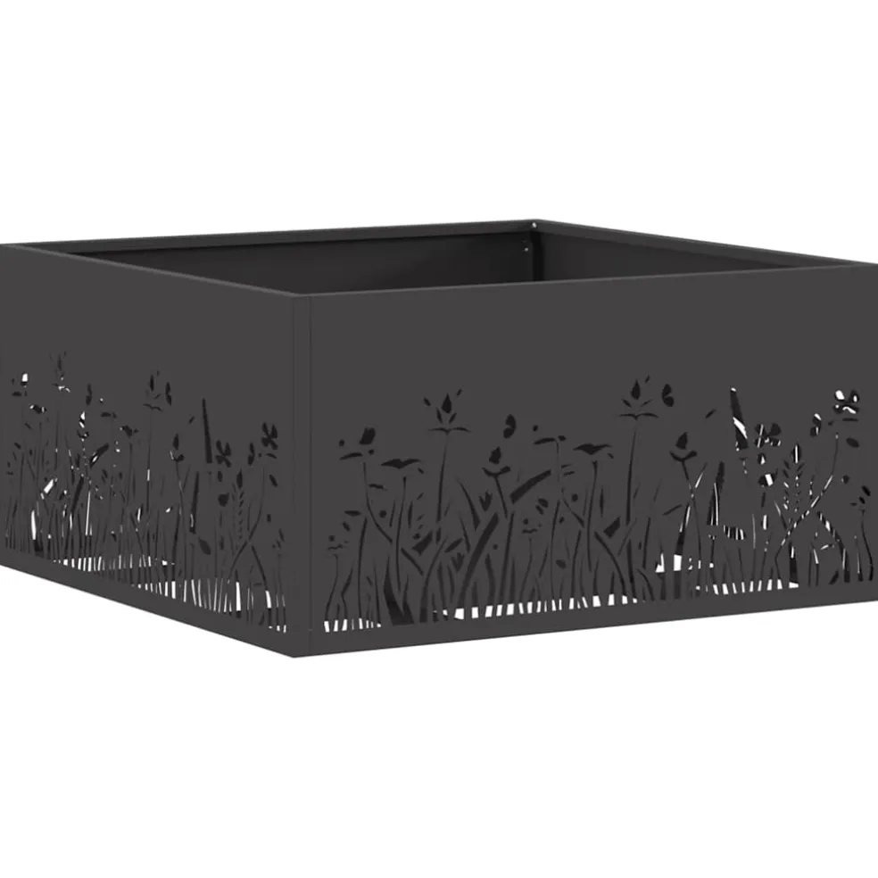 vidaXL Vuurkom Zwart 60 x 60 x 30 cm weervast staal