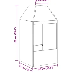 vidaXL Vuurkom Zwart 50 x 50 x 100 cm weervast staal