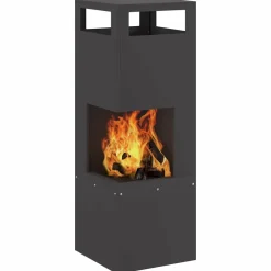 vidaXL Vuurkom Zwart 35 x 35 x 100 cm weervast staal