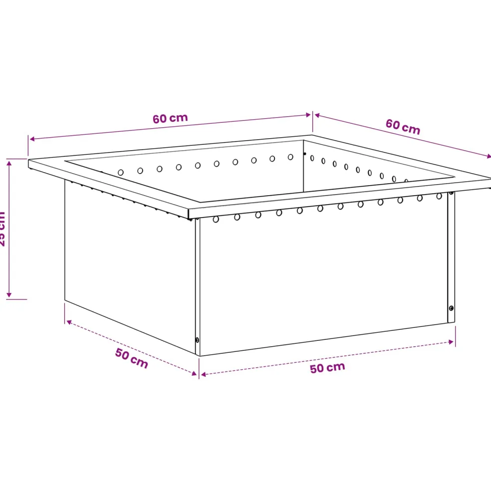 vidaXL Vuurkorfring Roestkleurig 60 x 60 x 25 cm weervast staal
