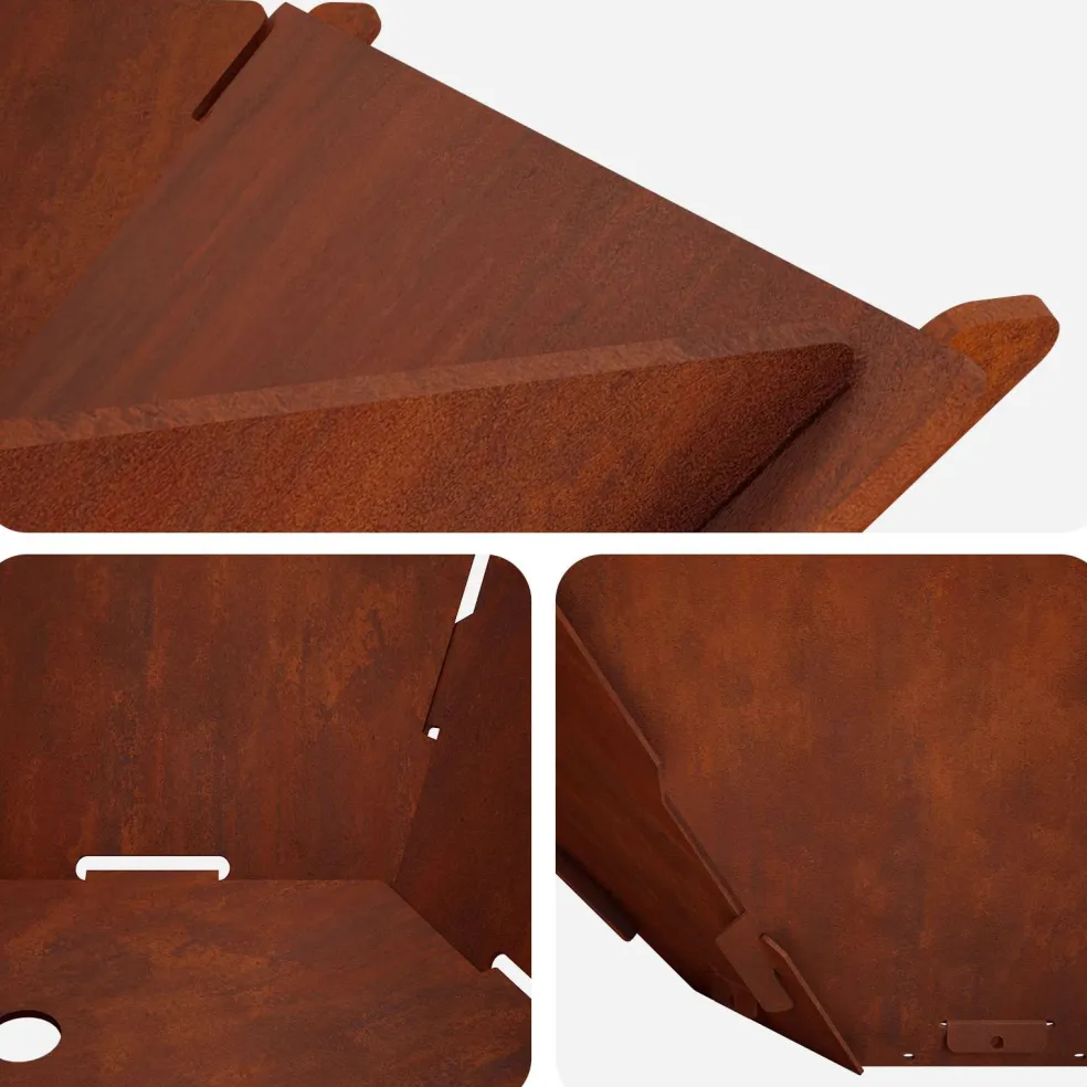 vidaXL Vuurkorf Roestkleurig 58,5 x 51,5 x 19,5 cm weervast staal