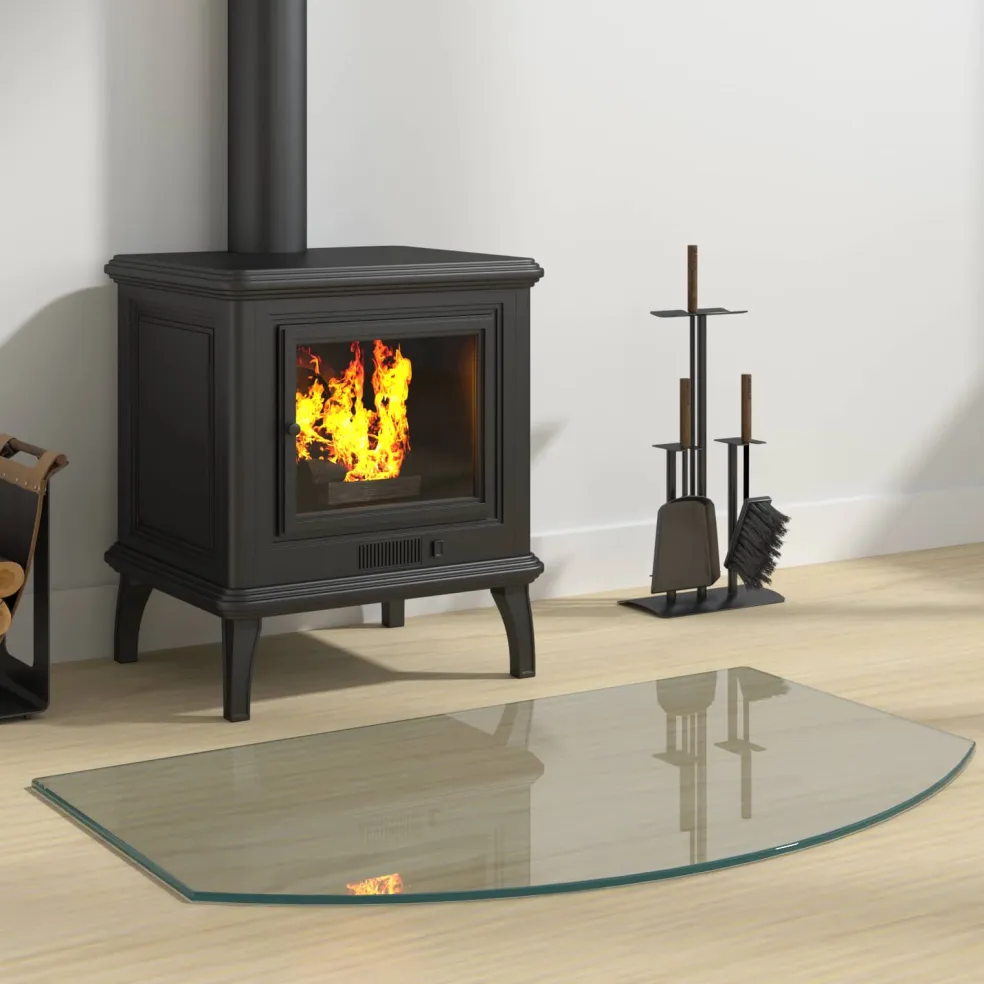 vidaXL Vuurplaats Glazen Plaat Doorzichtig 80 x 50 cm Glas