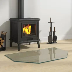 vidaXL Vuurplaats Glazen Plaat Transparant 80 x 50 cm Glas