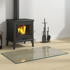 vidaXL Vuurplaats Glazen Plaat Transparant 80 x 50 cm Glas