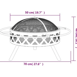 vidaXL Vuurplaats met pook XXL 70 cm staal