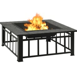 vidaXL Vuurplaats met pook XXL 81x81x47 cm staal
