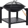 vidaXL Vuurplaats met pook 54x54x55 cm staal