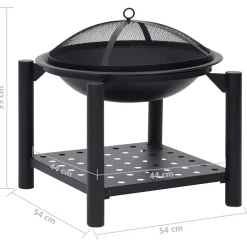vidaXL Vuurplaats met pook 54x54x55 cm staal