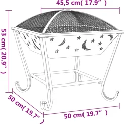 vidaXL Vuurplaats met pook XXL 50 cm staal