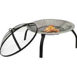 vidaXL Vuurschaal en barbecue 2-in-1 met pook 56x56x49 cm rvs