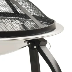 vidaXL Vuurschaal en barbecue 2-in-1 met pook 56x56x49 cm rvs