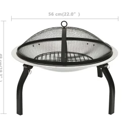 vidaXL Vuurschaal en barbecue 2-in-1 met pook 56x56x49 cm rvs
