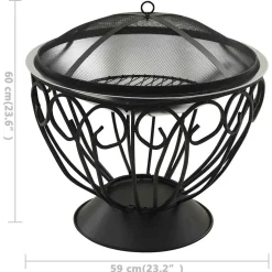 vidaXL Vuurschaal en barbecue 2-in-1 met pook 59x59x60 cm rvs