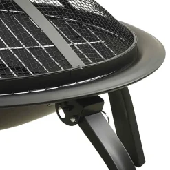 vidaXL Vuurschaal en barbecue 2-in-1 met pook 56x56x49 cm staal