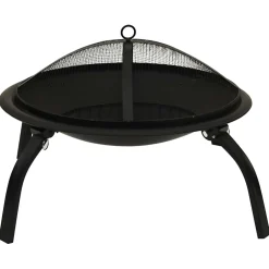 vidaXL Vuurschaal en barbecue 2-in-1 met pook 56x56x49 cm staal