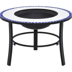 vidaXL Vuurschaal mozaïek 68 cm keramiek blauw en wit