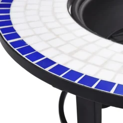 vidaXL Vuurschaal mozaïek 68 cm keramiek blauw en wit