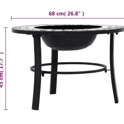vidaXL Vuurschaal mozaïek 68 cm keramiek zwart en wit