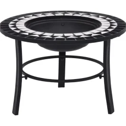 vidaXL Vuurschaal mozaïek 68 cm keramiek zwart en wit