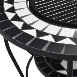 vidaXL Vuurtafel mozaïek 68 cm keramiek zwart en wit