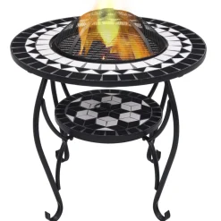 vidaXL Vuurtafel mozaïek 68 cm keramiek zwart en wit