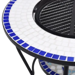 vidaXL Vuurtafel mozaïek 68 cm keramiek blauw en wit