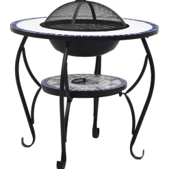vidaXL Vuurtafel mozaïek 68 cm keramiek blauw en wit