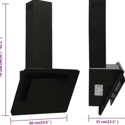 vidaXL Wandafzuigkap 60 cm roestvrij staal en gehard glas zwart