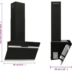 vidaXL Wandafzuigkap 60 cm staal en gehard glas zwart