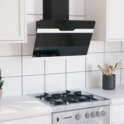 vidaXL Wandafzuigkap 60 cm staal en gehard glas zwart