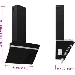 vidaXL Wandafzuigkap 60 cm staal en gehard glas zwart