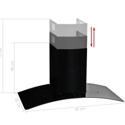 vidaXL Wandafzuigkap 756 m³/u 90 cm roestvrij staal zwart