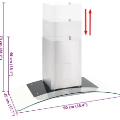 vidaXL Wandafzuigkap 756 m³/u LED 90 cm roestvrij staal