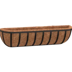 vidaXL Wandbakken 2 st met kokosvezel 61x19x16 cm staal zwart