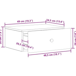 vidaXL Wandbeugel Bedkast Artisanaal eiken 49 x 34,5 x 20 cm