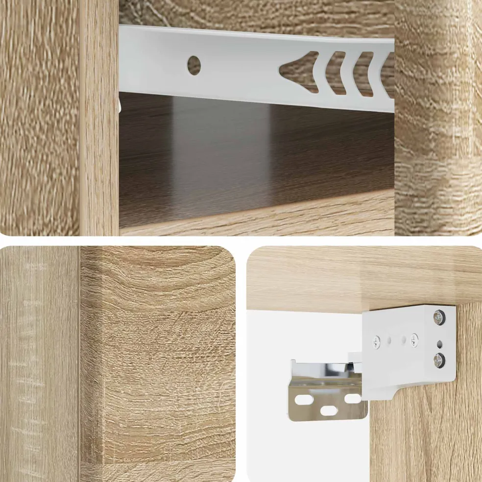 vidaXL Wandbeugel Bedkast Sonoma Eiken 49 x 34,5 x 20 cm Bewerkt hout