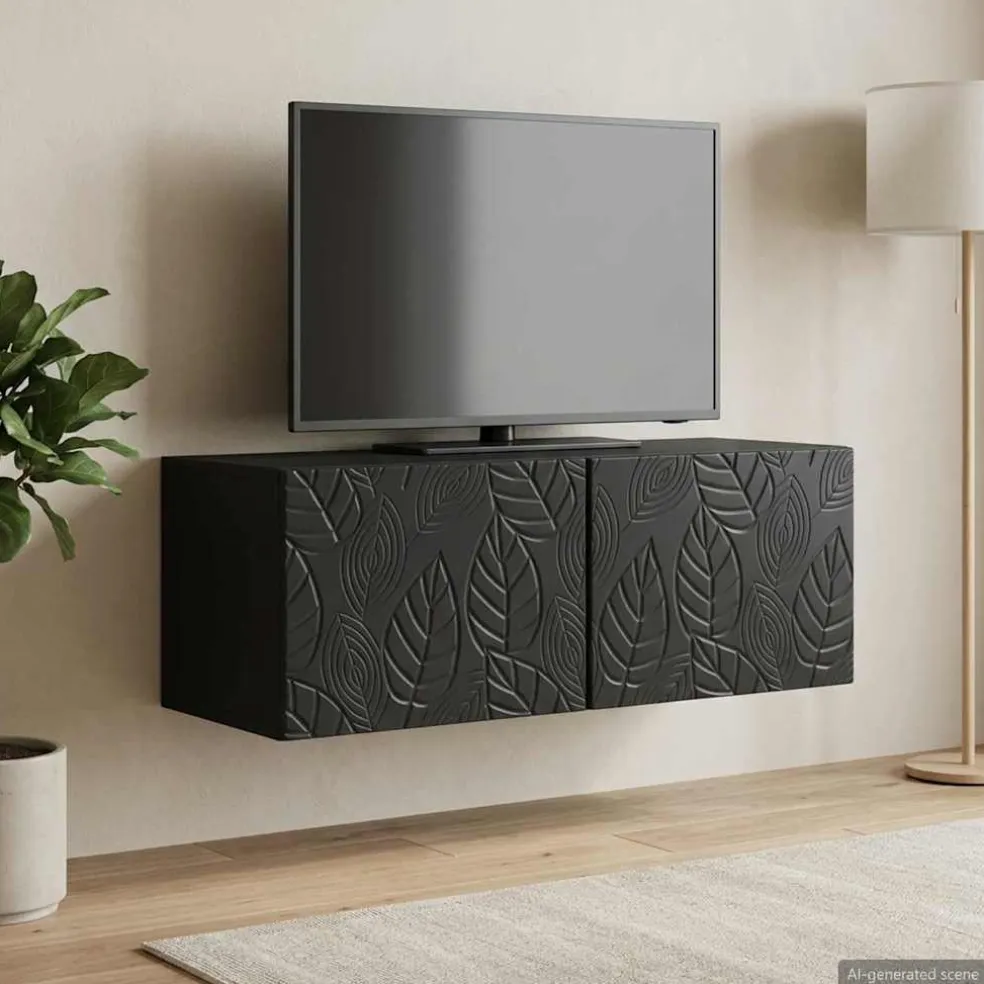 vidaXL Wandbeugel TV-kast 59,5 x 41 x 30 cm Zwart Bewerkt hout