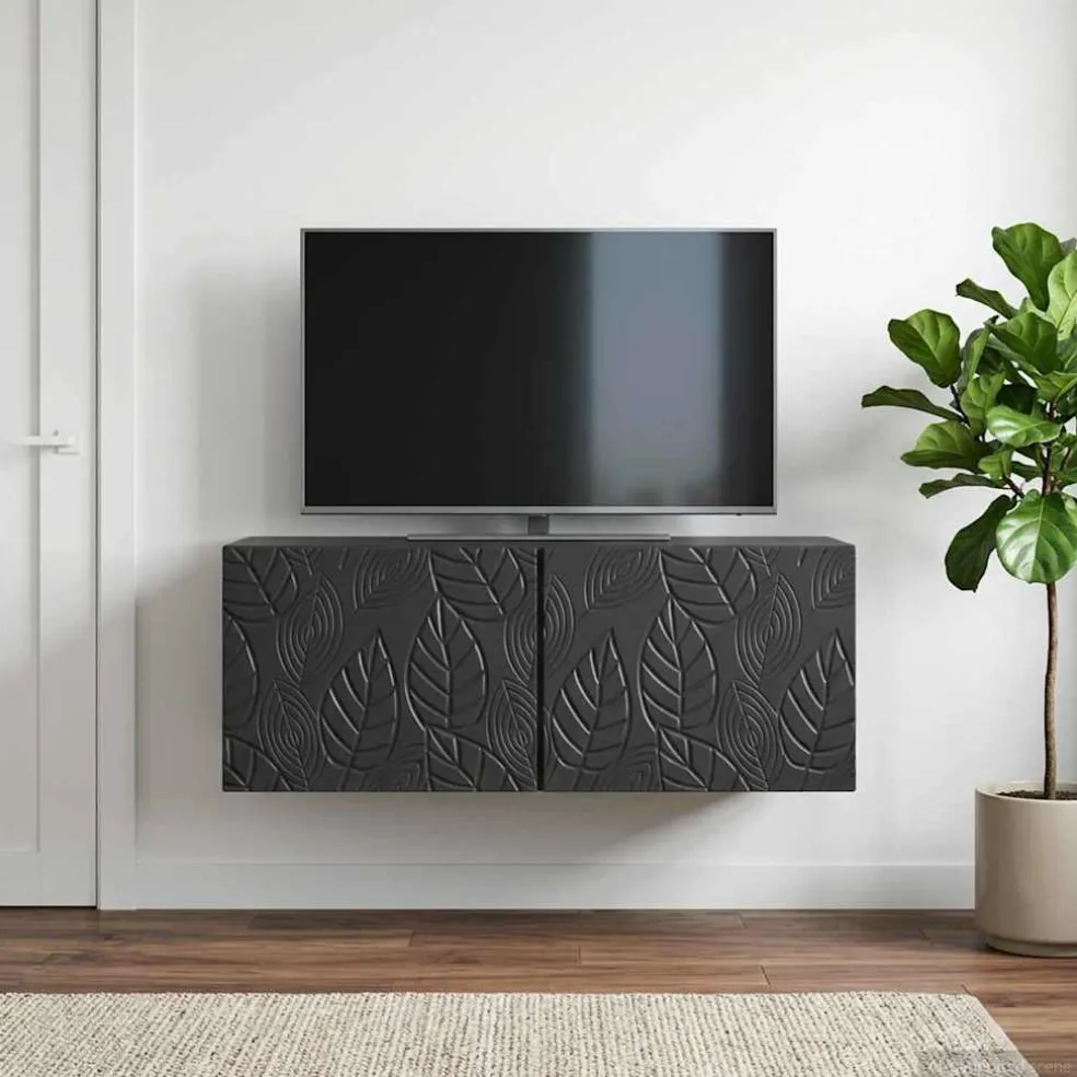 vidaXL Wandbeugel TV-kast 59,5 x 41 x 30 cm Zwart Bewerkt hout