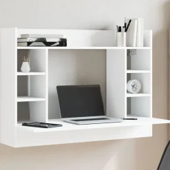 vidaXL Wandbureau 105x48x75 cm bewerkt hout wit