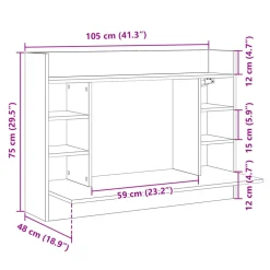 vidaXL Wandbureau 105x48x75 cm bewerkt hout wit