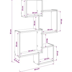 vidaXL Wand Cube Planken Muurmontage Wit 64 x 13,5 x 91,5 cm