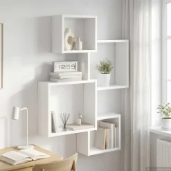 vidaXL Wand Cube Planken Muurmontage Wit 64 x 13,5 x 91,5 cm