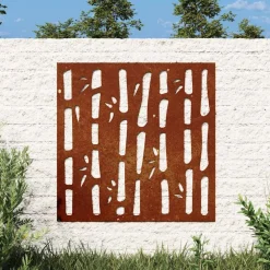 vidaXL Wanddecoratie tuin bamboe-ontwerp 55x55 cm cortenstaal