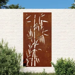 vidaXL Wanddecoratie tuin bamboe-ontwerp 105x55 cm cortenstaal