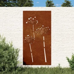 vidaXL Wanddecoratie tuin bloemenontwerp 105x55 cm cortenstaal