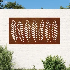 vidaXL Wanddecoratie tuin bladontwerp 105x55 cm cortenstaal