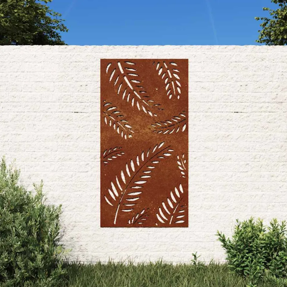 vidaXL Wanddecoratie tuin bladontwerp 105x55 cm cortenstaal