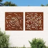 vidaXL Wanddecoratie tuin 2 st rozenontwerp 55x55 cm cortenstaal