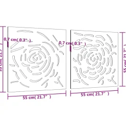 vidaXL Wanddecoratie tuin 2 st rozenontwerp 55x55 cm cortenstaal