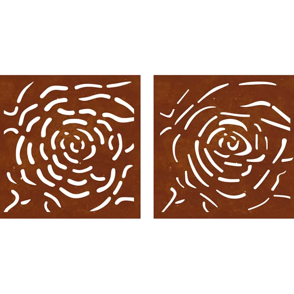 vidaXL Wanddecoratie tuin 2 st rozenontwerp 55x55 cm cortenstaal